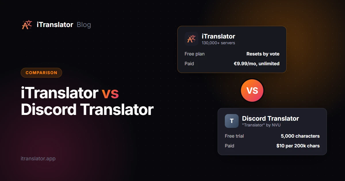 iTranslator vs Discord Translator (NVU): 2026 Comparison